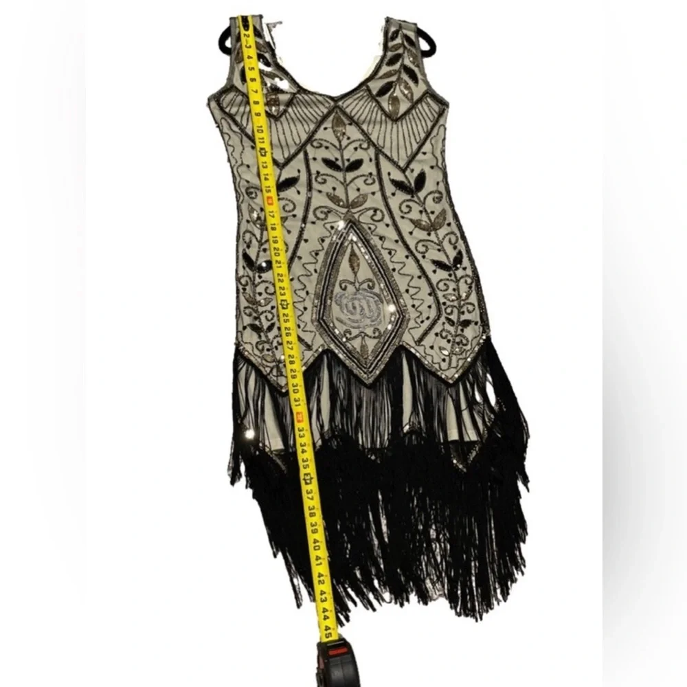 Elegant Black and Gold Embellished Dress - Picture 7 of 7